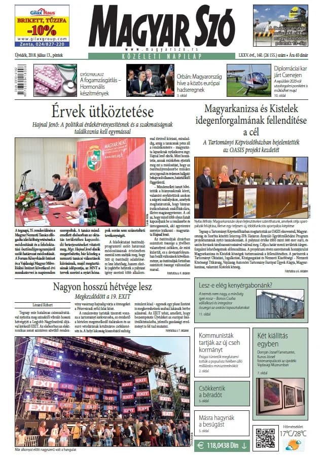 Magyar Szó, 75. évf. 2018. július 13. 160. sz. 1–16. oldal