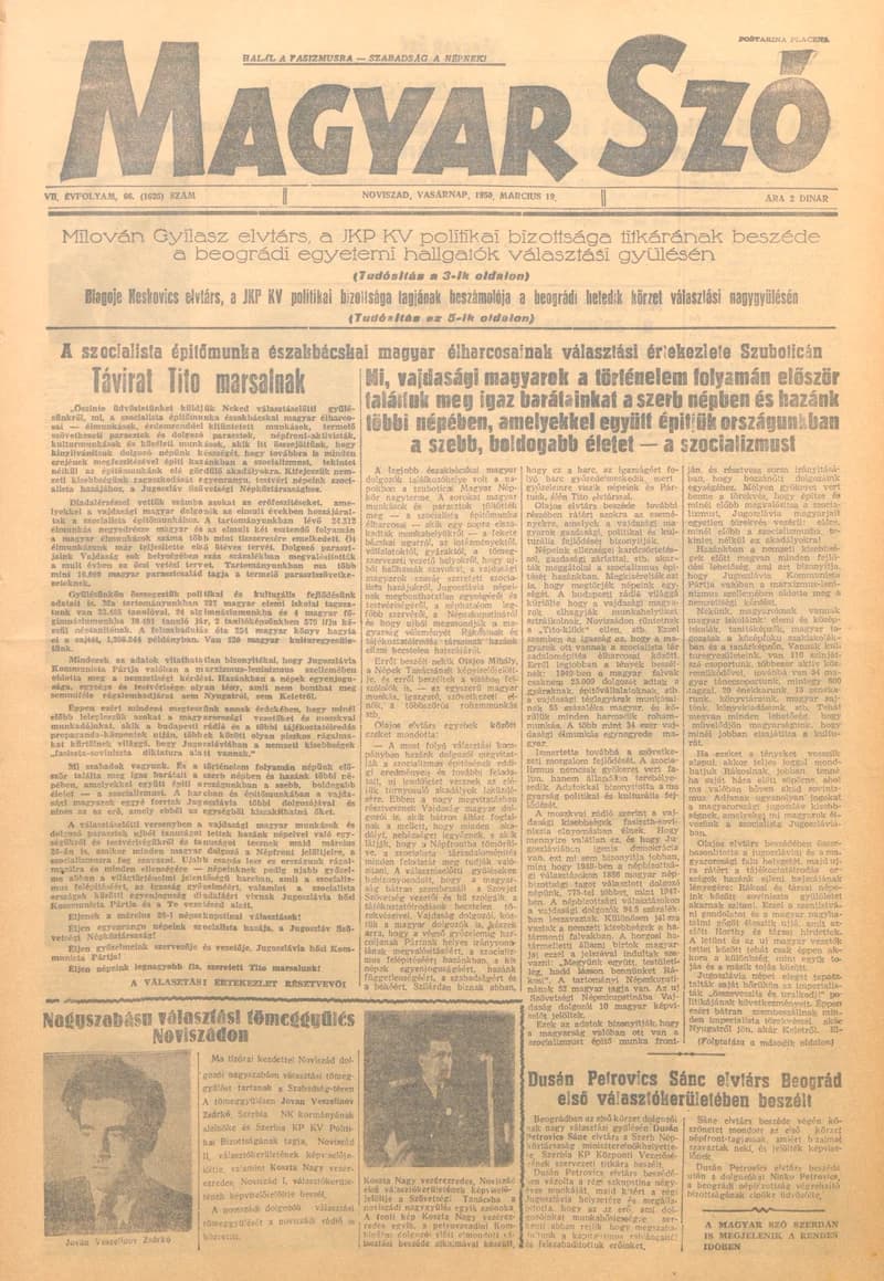 Magyar Szó, 7. évf. 1950. március 19. 66. sz. 1–6. oldal