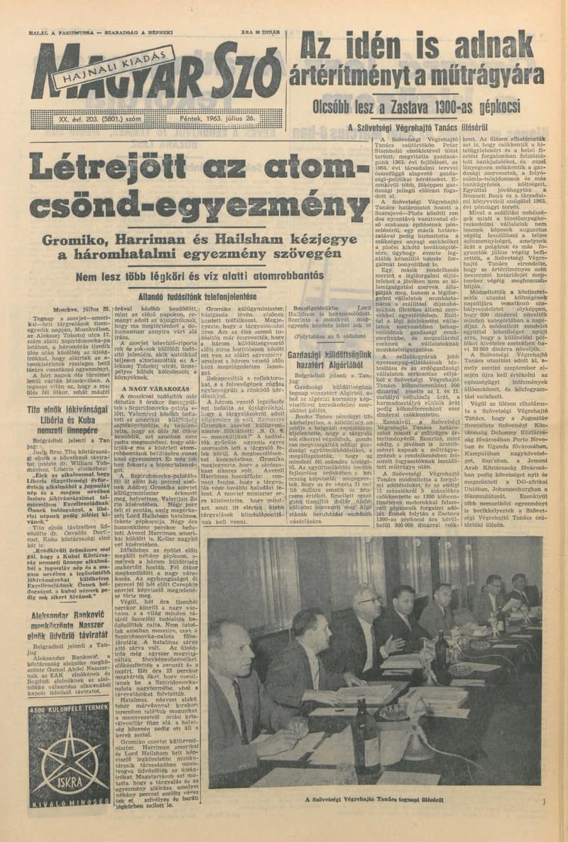 Magyar Szó, 20. évf. 1963. július 26. 203. sz. 1–14. oldal