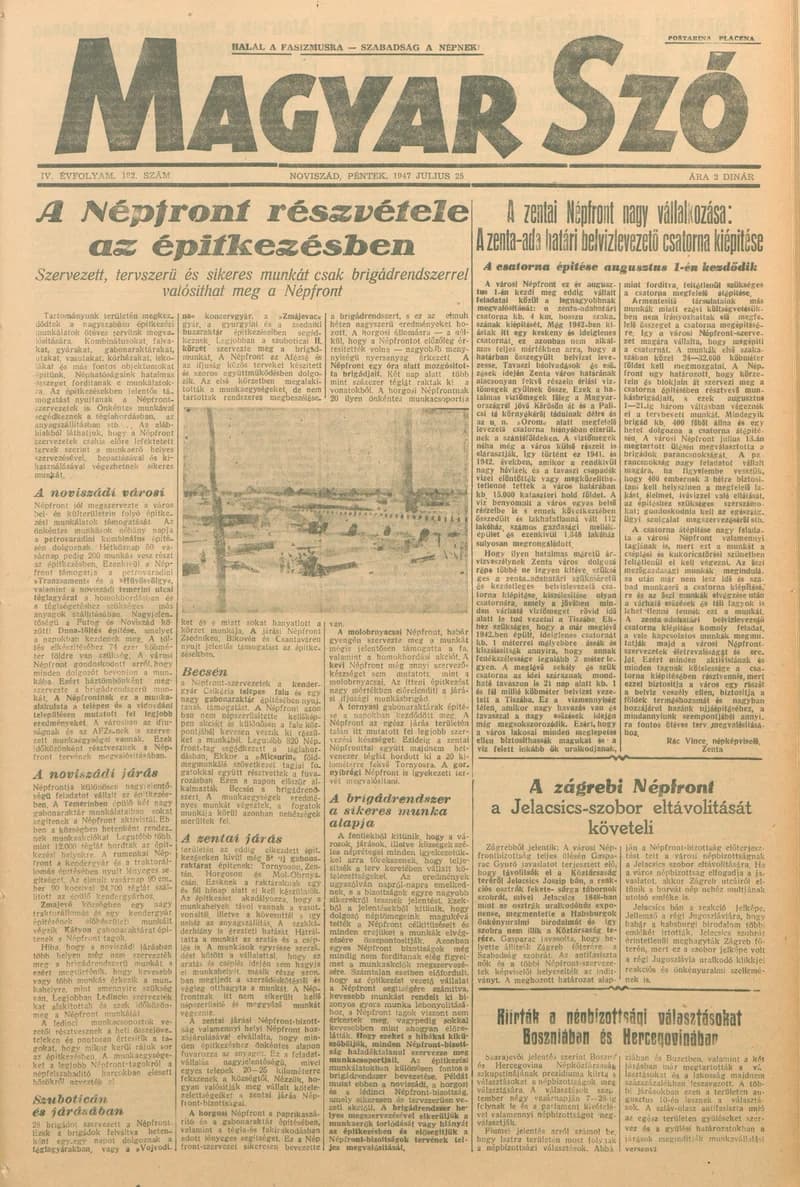 Magyar Szó, 4. évf. 1947. július 25. 182. sz. 1–6. oldal
