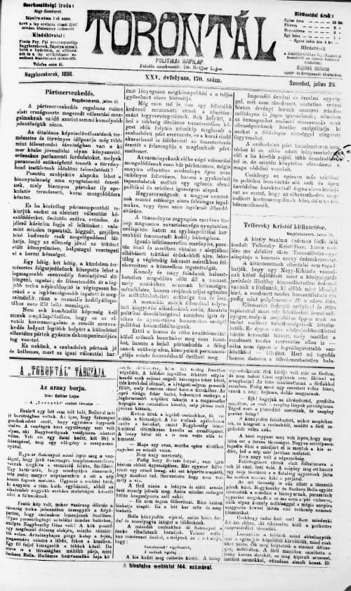Torontál, 25. évf. 1896. július 25. 170. sz.