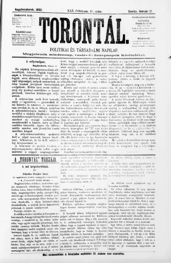 Torontál, 21. évf. 1892. február 17. 19. sz.
