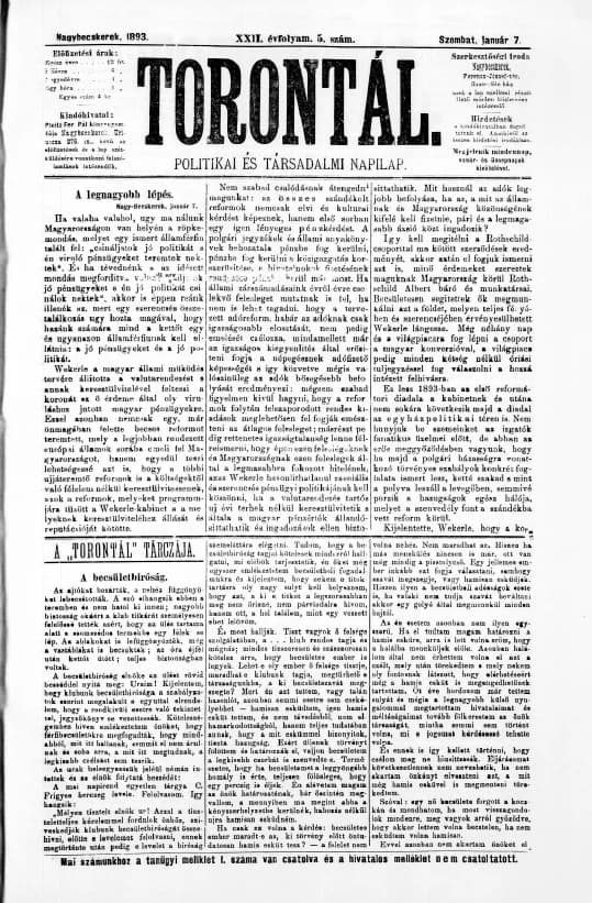 Torontál, 22. évf. 1893. január 7. 5. sz.