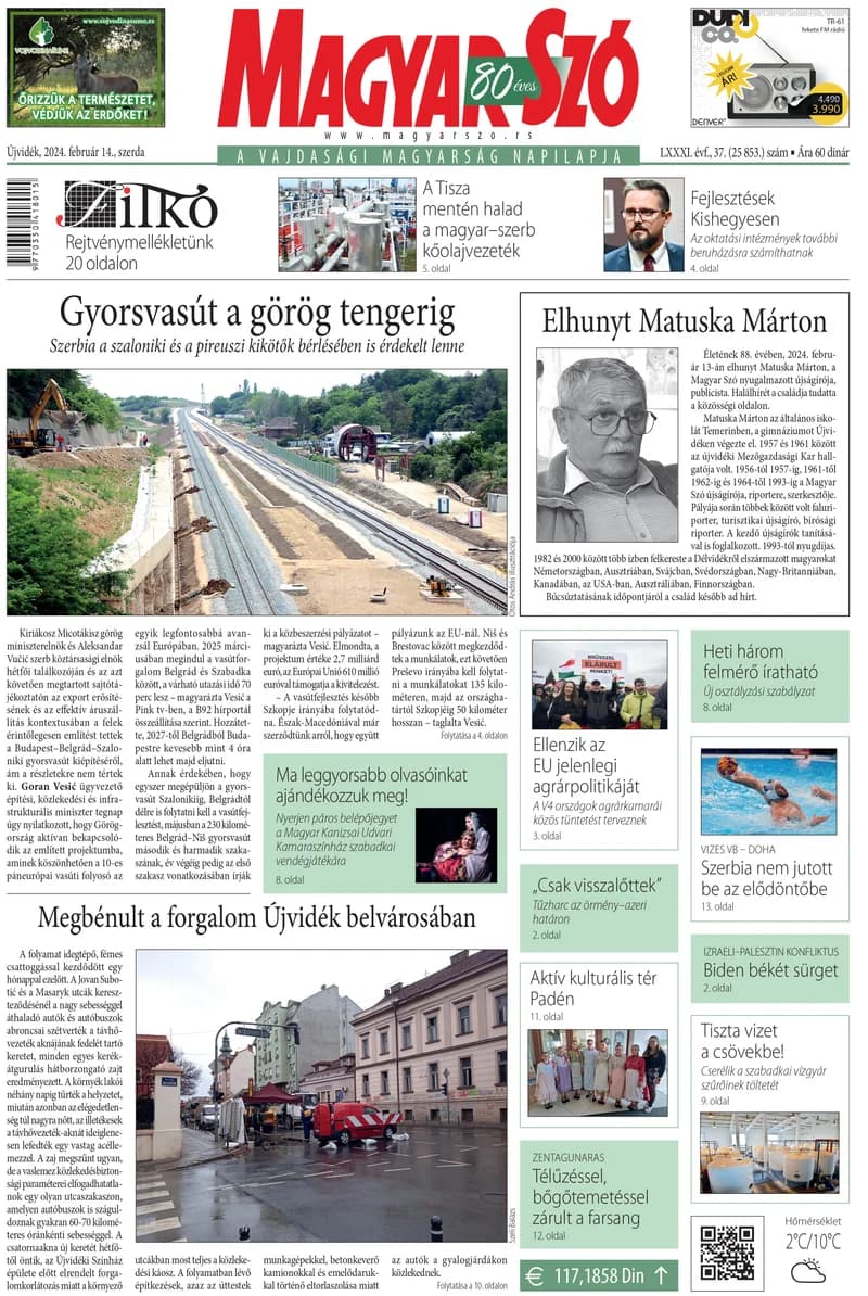 Magyar Szó, 81. évf. 2024. február 14. 37. sz. 1–16. oldal