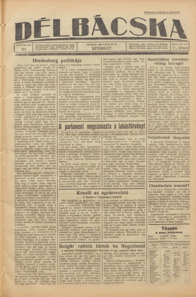 Délbácska, 6. évf. 1925. május 16. 114. sz.
