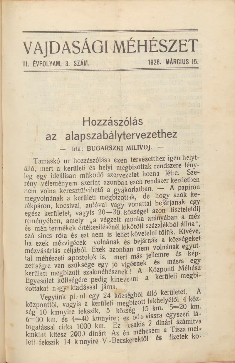 Vajdasági méhészet, 3. évf. 1928. március 15. 3. sz.