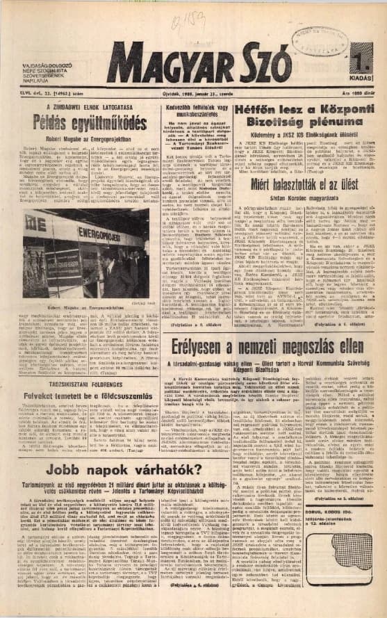 Magyar Szó, 46. évf. 1989. január 25. 22. sz. 1–20. oldal