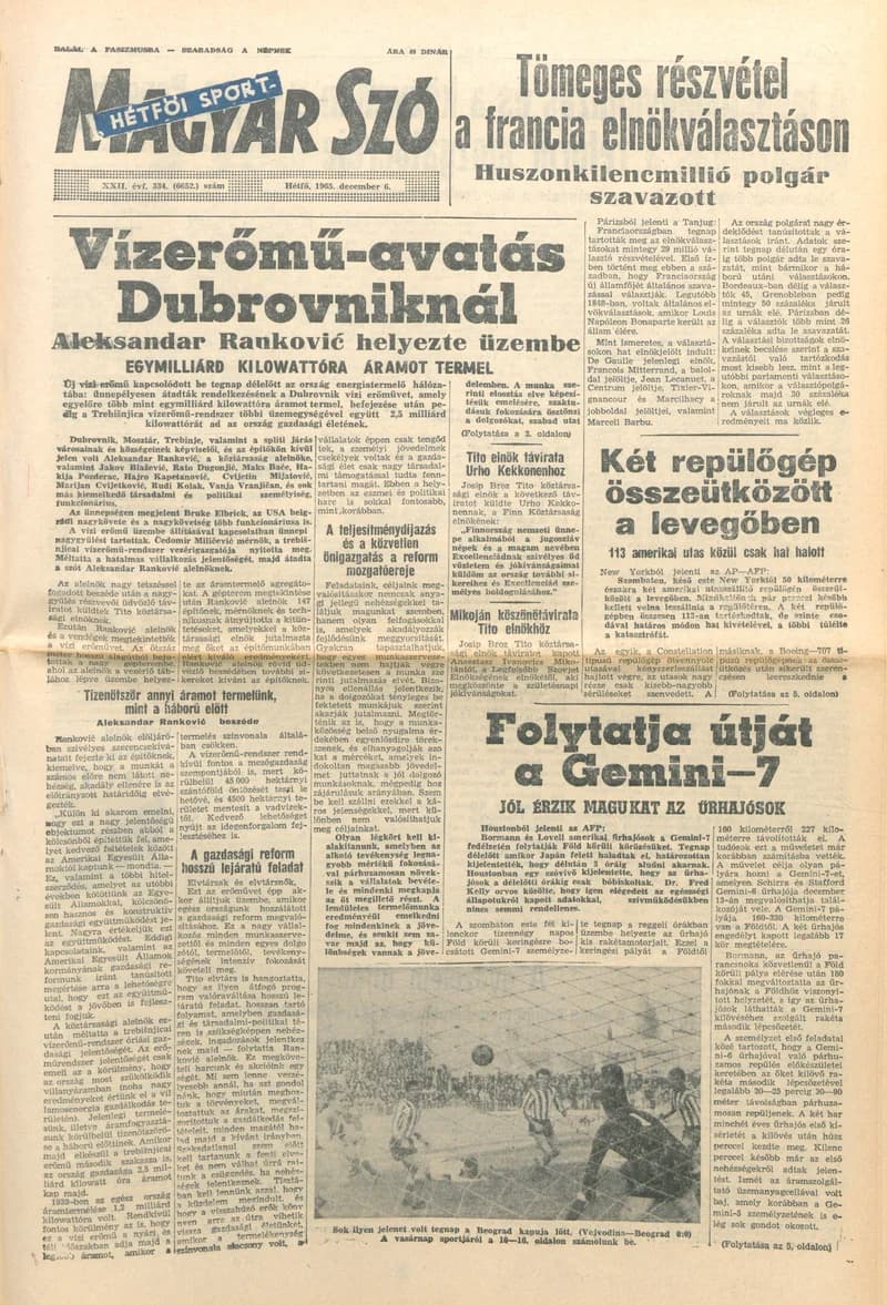 Magyar Szó, 22. évf. 1965. december 6. 334. sz.