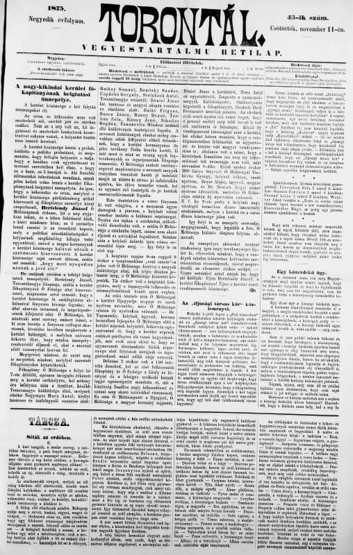 Torontál, 4. évf. 1875. november 11. 45. sz.
