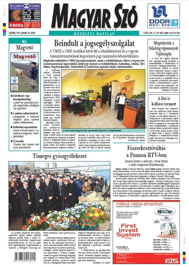 Magyar Szó, 69. évf. 2012. január 24. 17. sz. 1–20. oldal