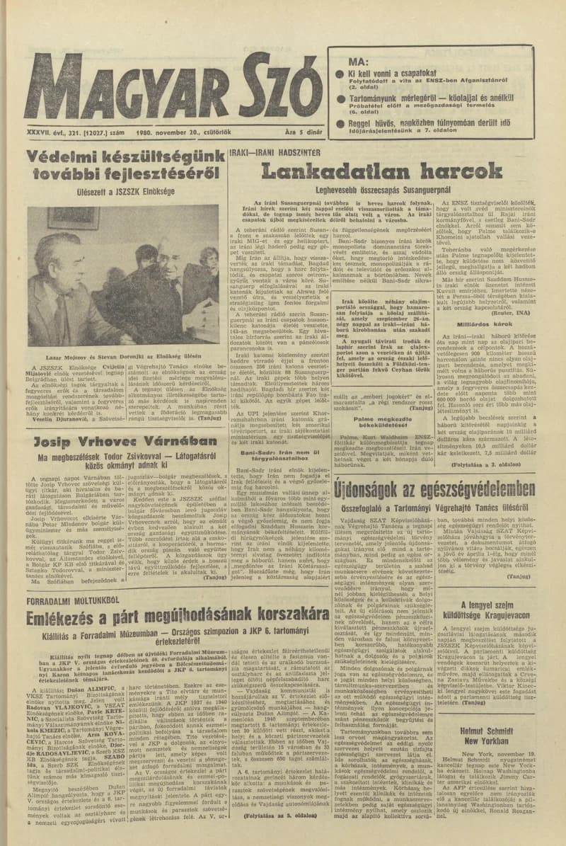 Magyar Szó, 37. évf. 1980. november 20. 321. sz. 1–20. oldal