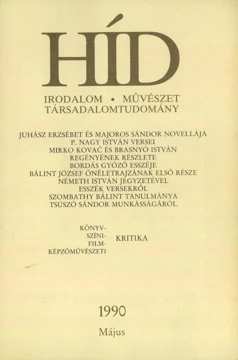 Híd, 54. évf. 1990. május. 5. sz. 497–616. oldal