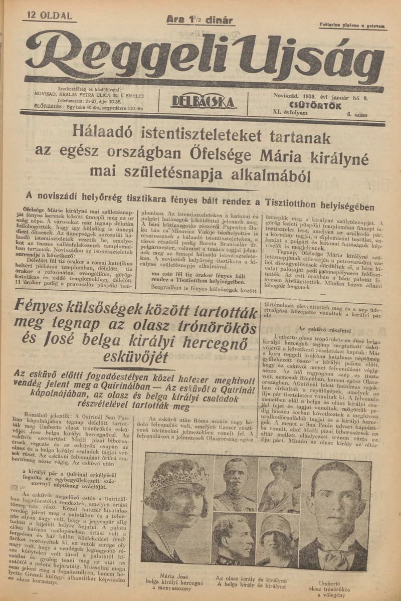 Reggeli Újság, 11. évf. 1930. január 9. 6. sz.