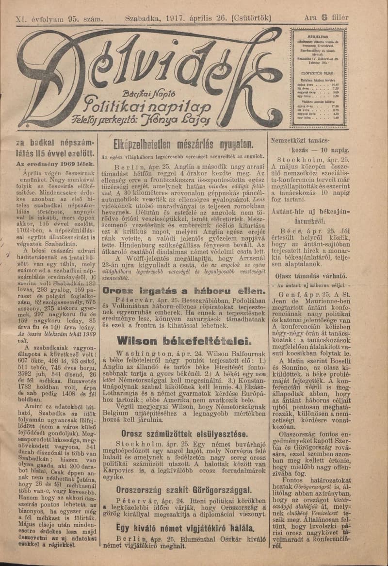 Délvidék, 11. évf. 1917. április 26. 95. sz.