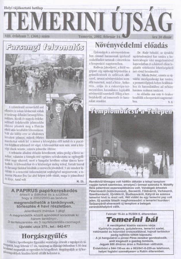 Temerini Újság, 8. évf. 2002. február 14. 7. sz.