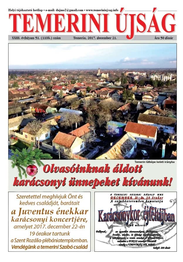 Temerini Újság, 23. évf. 2017. december 21. 51. sz.