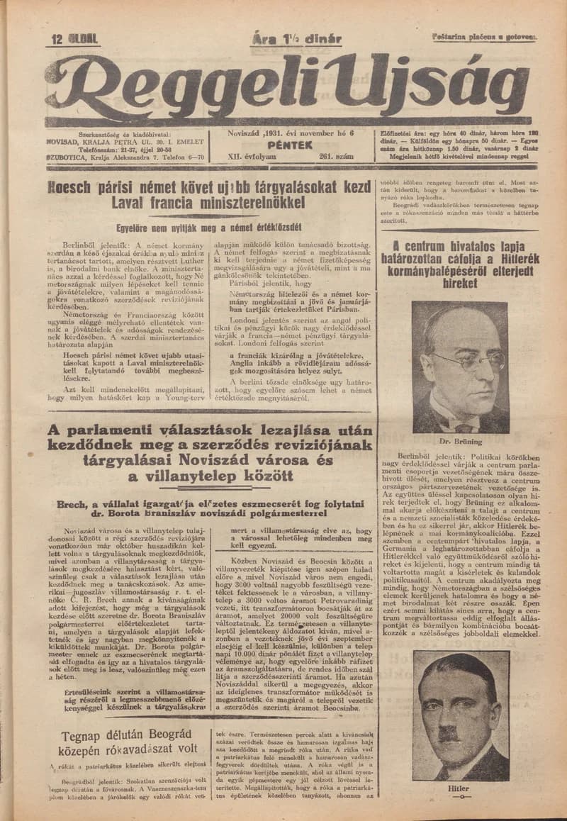 Reggeli Újság, 12. évf. 1931. november 6. 261. sz.