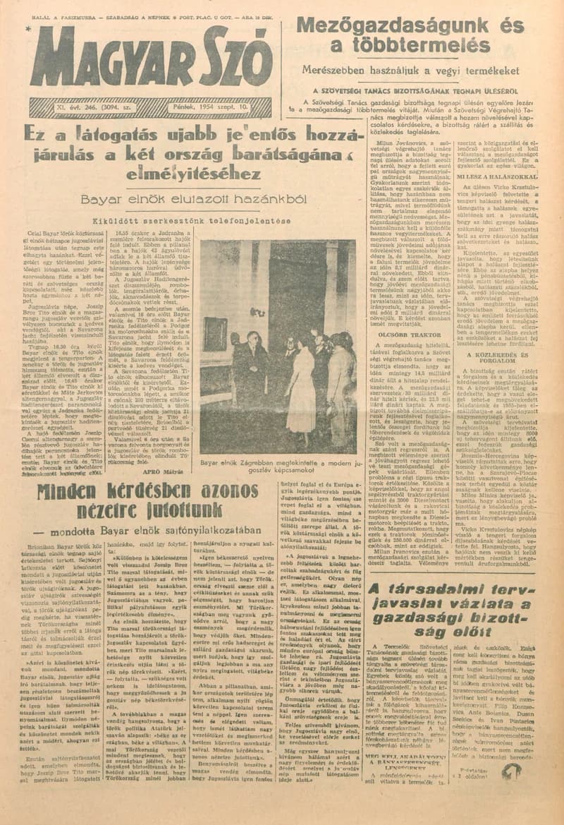 Magyar Szó, 11. évf. 1954. szeptember 10. 246. sz. 1–8. oldal