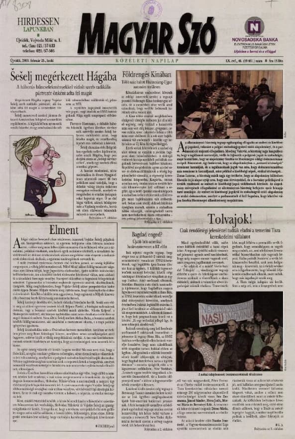 Magyar Szó, 60. évf. 2003. február 25. 46. sz. 1–16. oldal