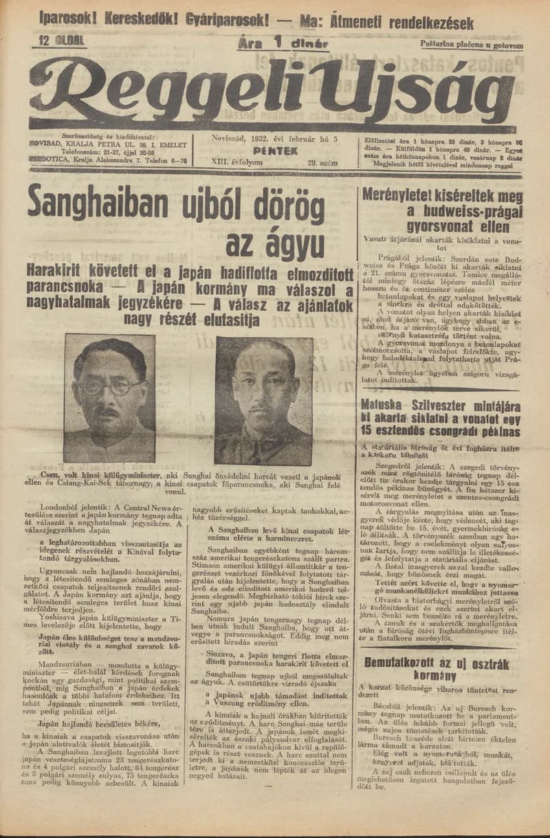 Reggeli Újság, 13. évf. 1932. február 5. 29. sz.