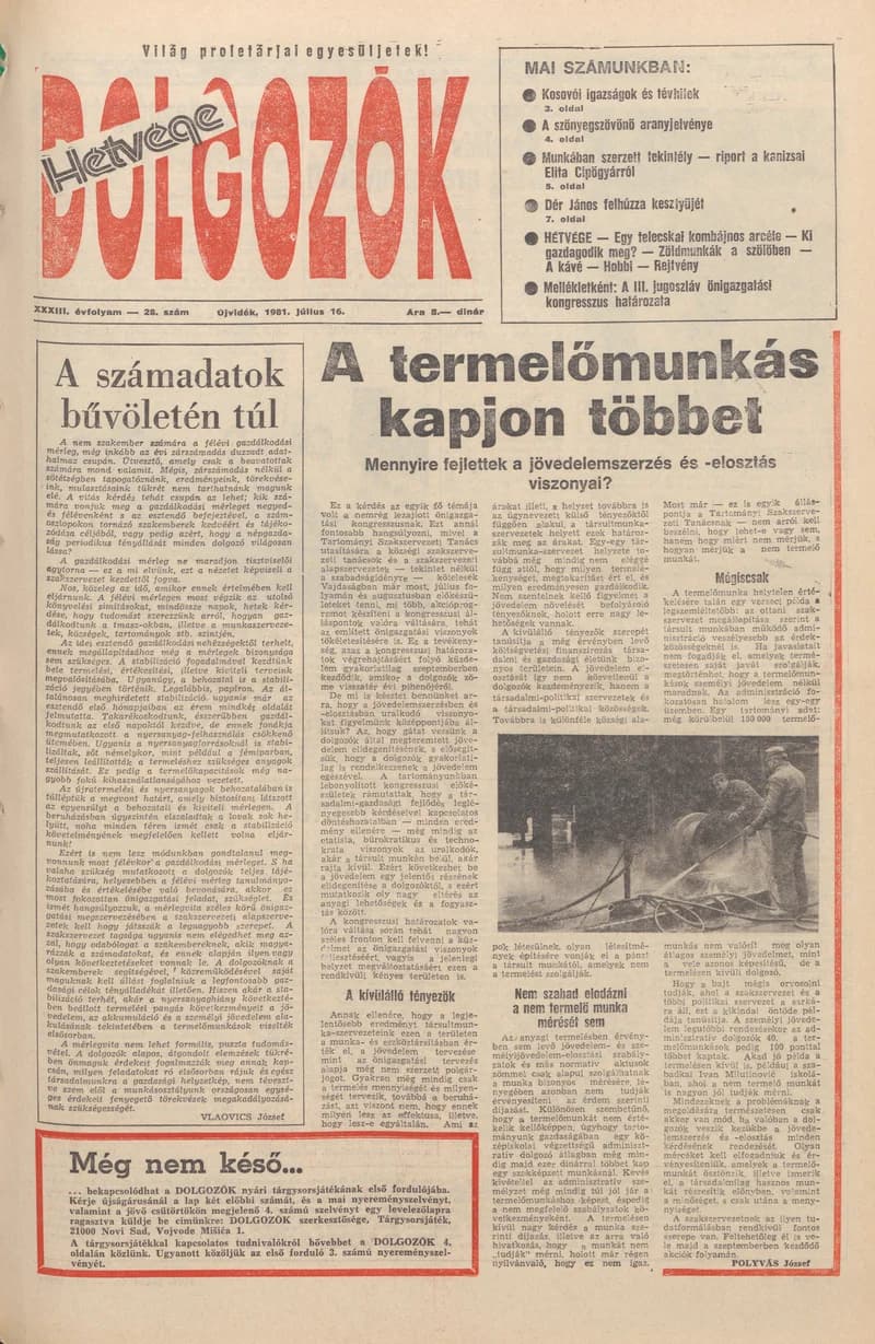 Dolgozók, 35. évf. 1981. július 16. 28. sz.