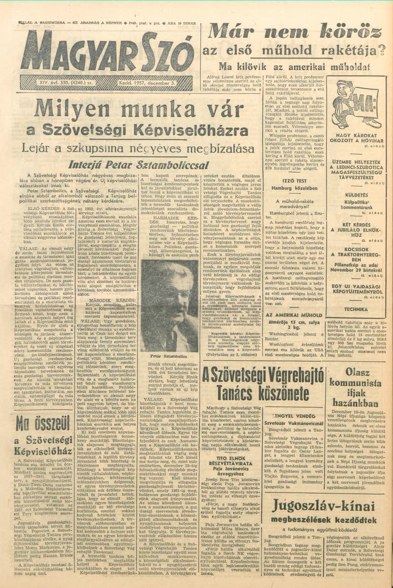 Magyar Szó, 14. évf. 1957. december 3. 330. sz. 1–12. oldal