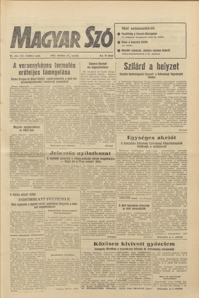 Magyar Szó, 40. évf. 1983. október 12. 281. sz.