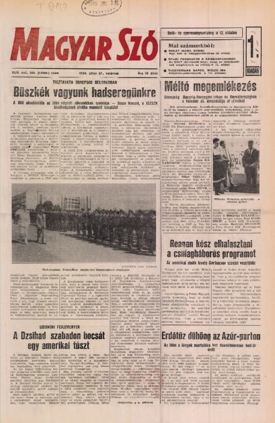 Magyar Szó, 43. évf. 1986. július 27. 204. sz. 1–28. oldal
