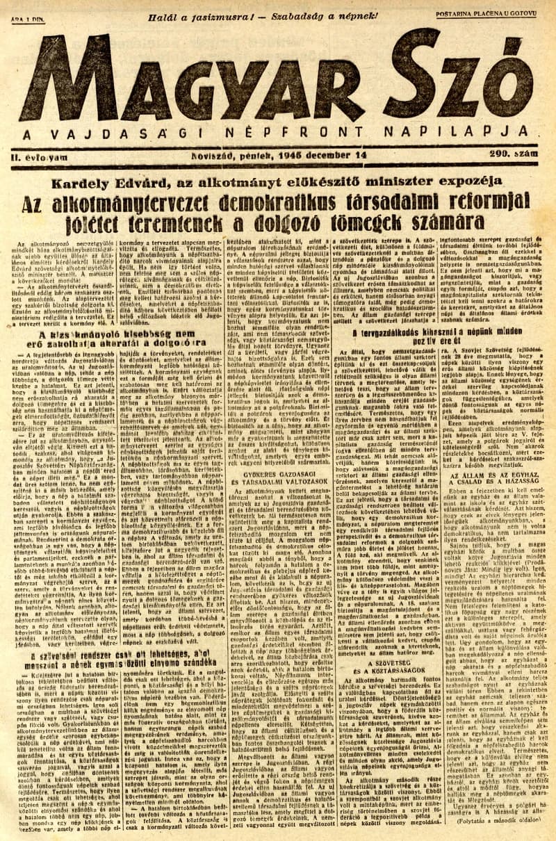 Magyar Szó, 2. évf. 1945. december 14. 290. sz. 1–4. oldal