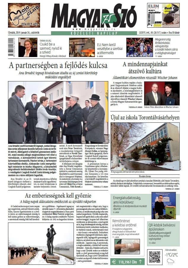 Magyar Szó, 75. évf. 2019. január 24. 18. sz. 1–20. oldal