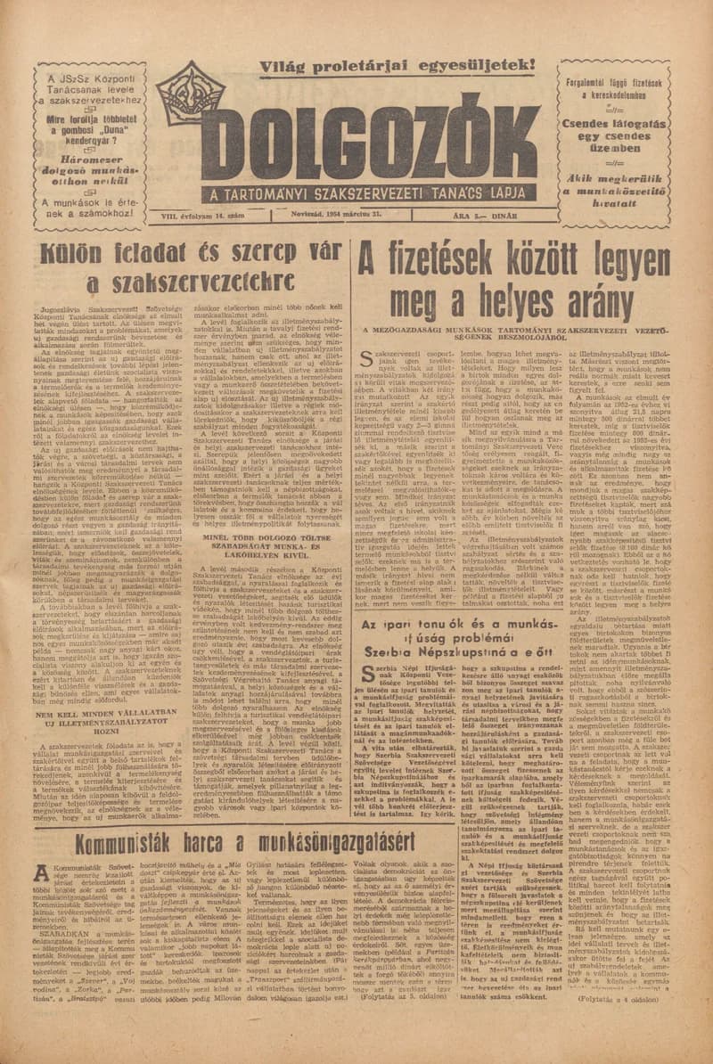 Dolgozók, 8. évf. 1954. március 31. 14. sz.