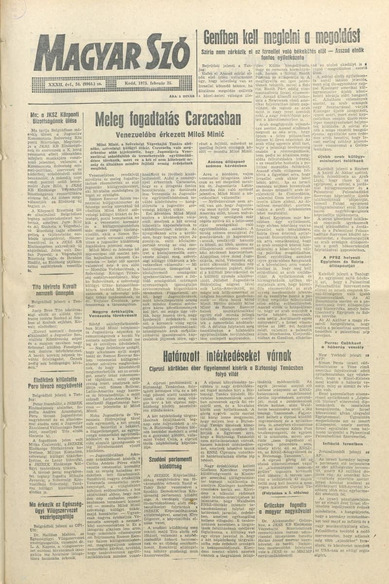 Magyar Szó, 32. évf. 1975. február 25. 54. sz.