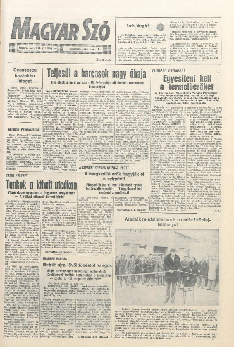 Magyar Szó, 35. évf. 1978. november 11. 311. sz. 1–20. oldal