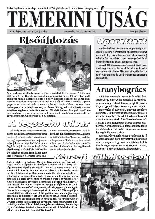 Temerini Újság, 16. évf. 2010. május 20. 20. sz.