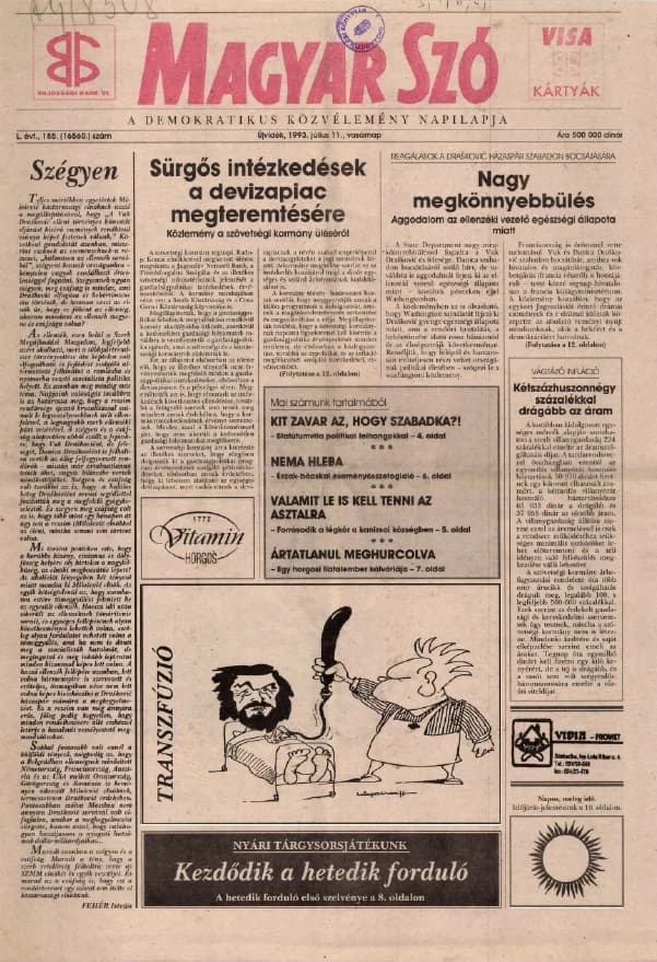 Magyar Szó, 50. évf. 1993. július 11. 185. sz. 1–24. oldal
