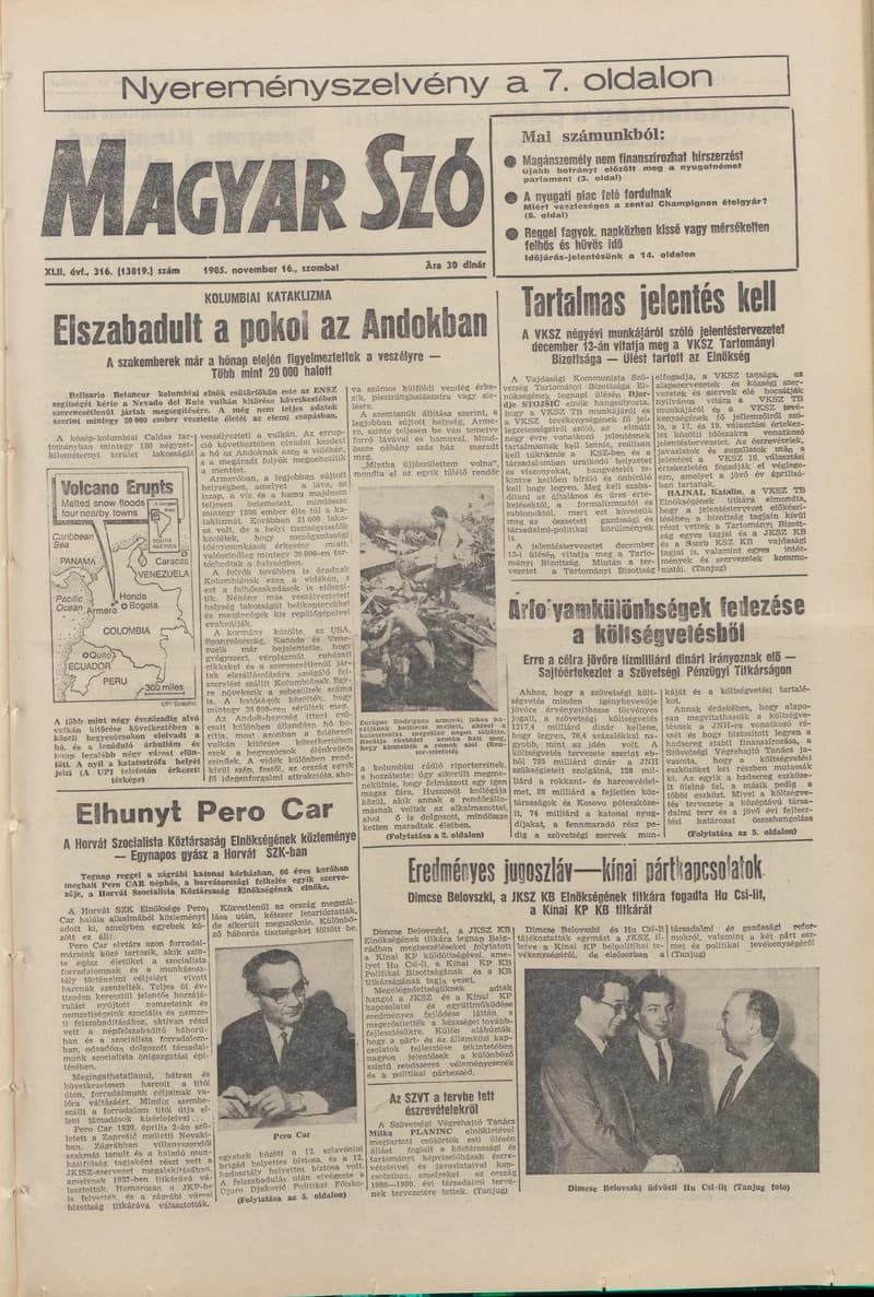 Magyar Szó, 42. évf. 1985. november 16. 316. sz. 1–28. oldal
