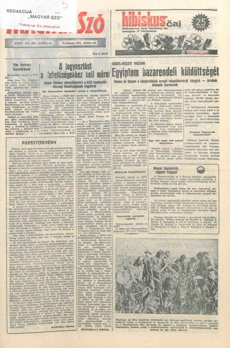 Magyar Szó, 35. évf. 1978. október 29. 298. sz. 1–28. oldal