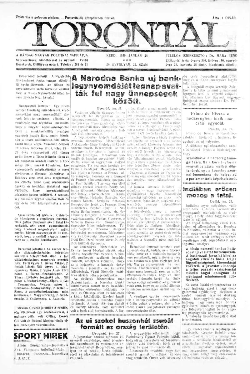 Torontál, 59. évf. 1930. január 28. 22. sz.