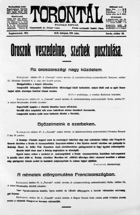Torontál, 43. évf. 1914. október 28. 245. sz.