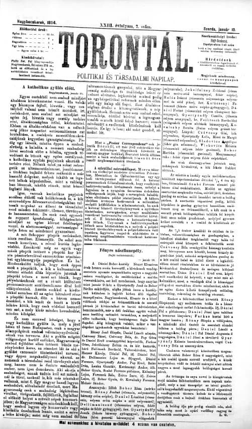 Torontál, 23. évf. 1894. január 10. 7. sz.