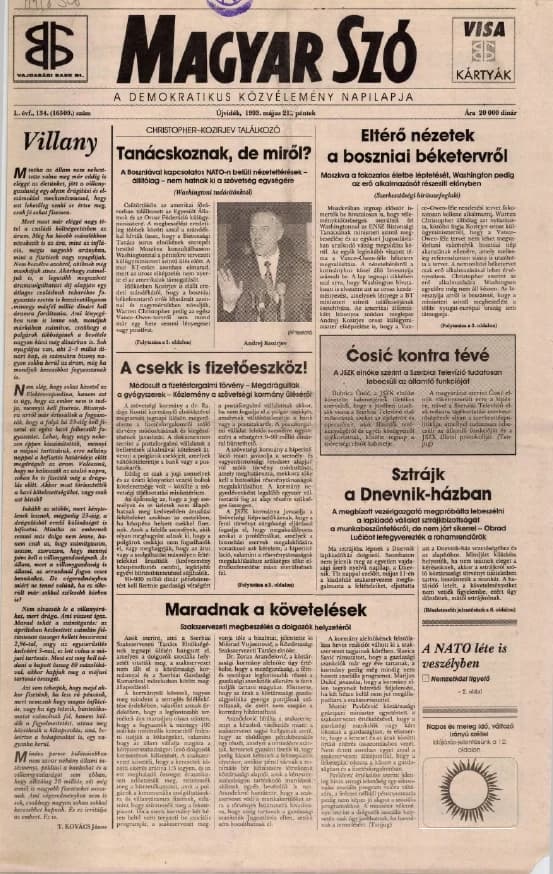 Magyar Szó, 50. évf. 1993. május 21. 134. sz. 1–16. oldal