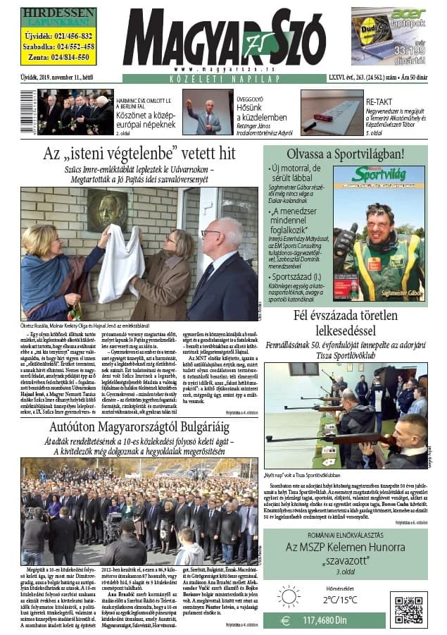 Magyar Szó, 76. évf. 2019. november 11. 263. sz. 1–12. oldal