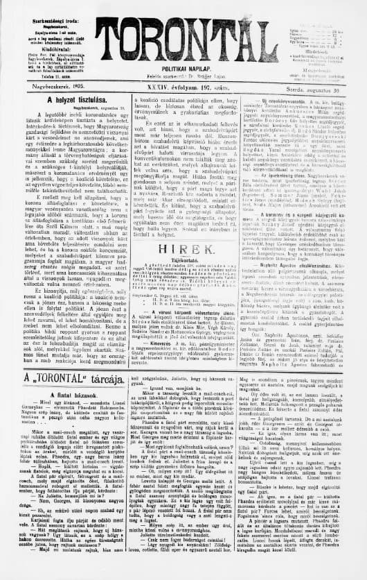 Torontál, 34. évf. 1905. augusztus 30. 197. sz.