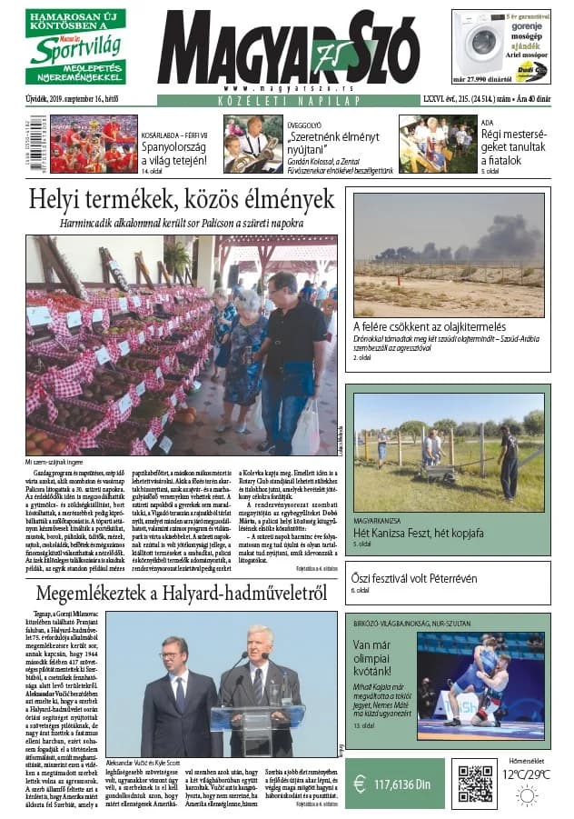 Magyar Szó, 76. évf. 2019. szeptember 16. 215. sz. 1–20. oldal