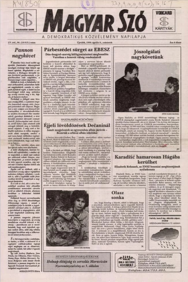 Magyar Szó, 55. évf. 1998. április 9. 86. sz. 1–16. oldal