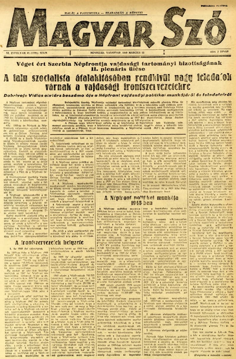 Magyar Szó, 6. évf. 1949. október 13. 61. sz. 1–4. oldal