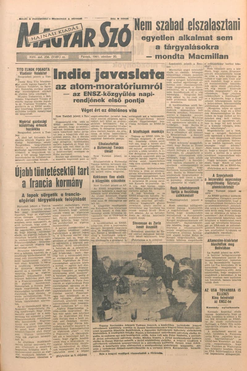 Magyar Szó, 18. évf. 1961. október 20. 256. sz. 1–14. oldal