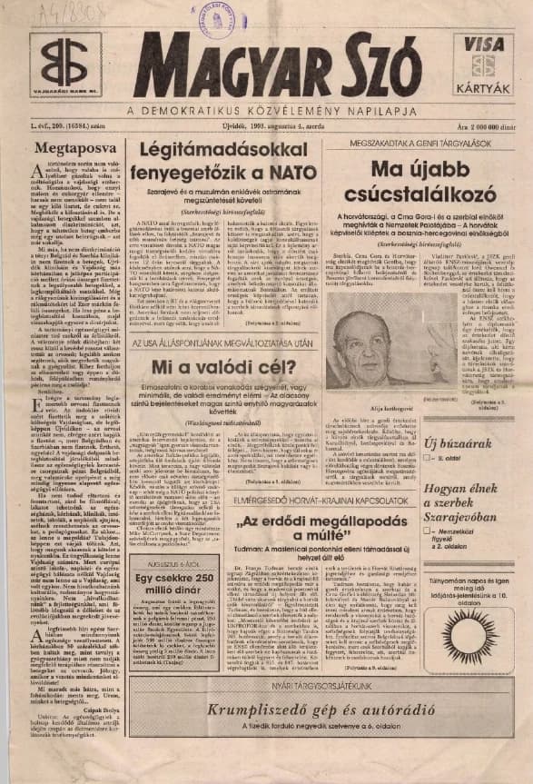 Magyar Szó, 50. évf. 1993. augusztus 4. 209. sz. 1–12. oldal