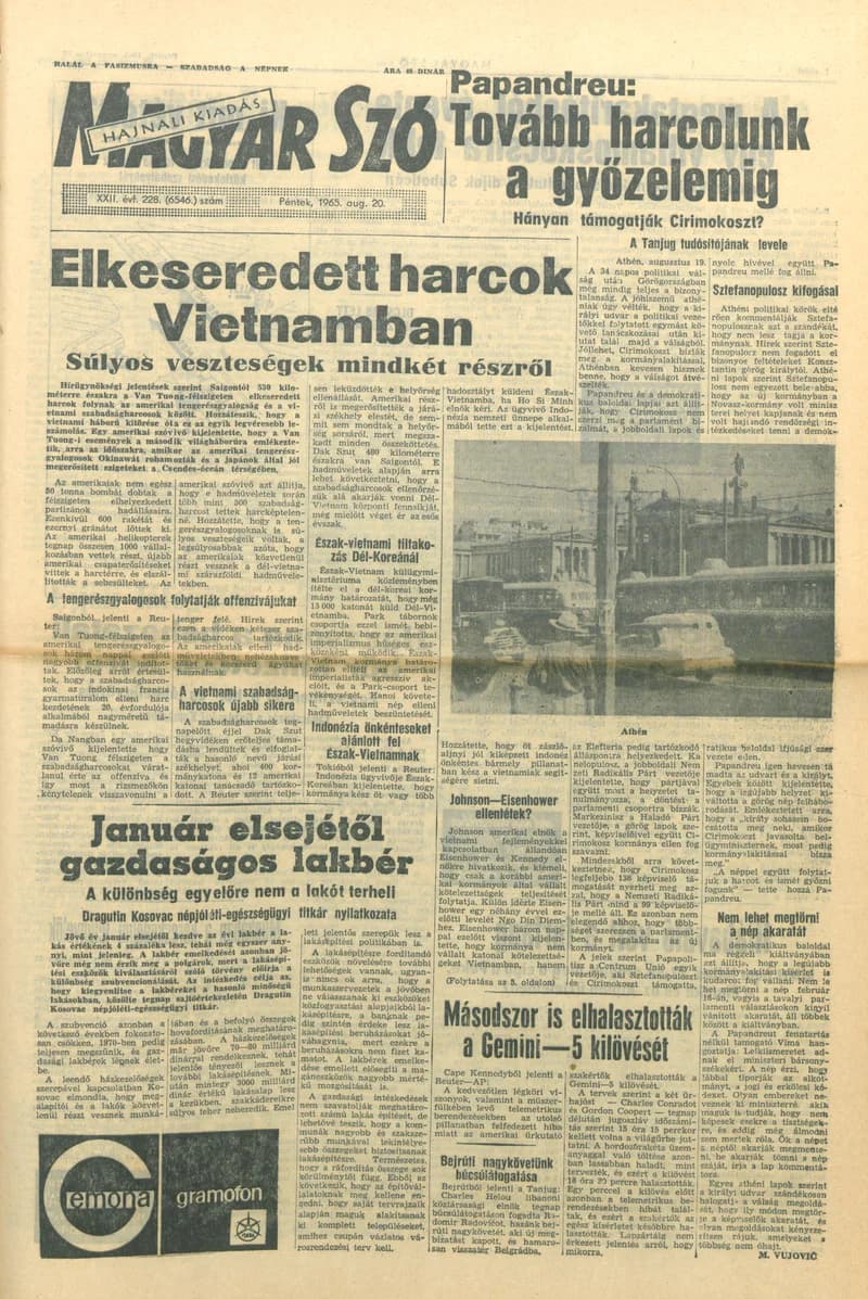 Magyar Szó, 22. évf. 1965. augusztus 20. 228. sz. 1–14. oldal