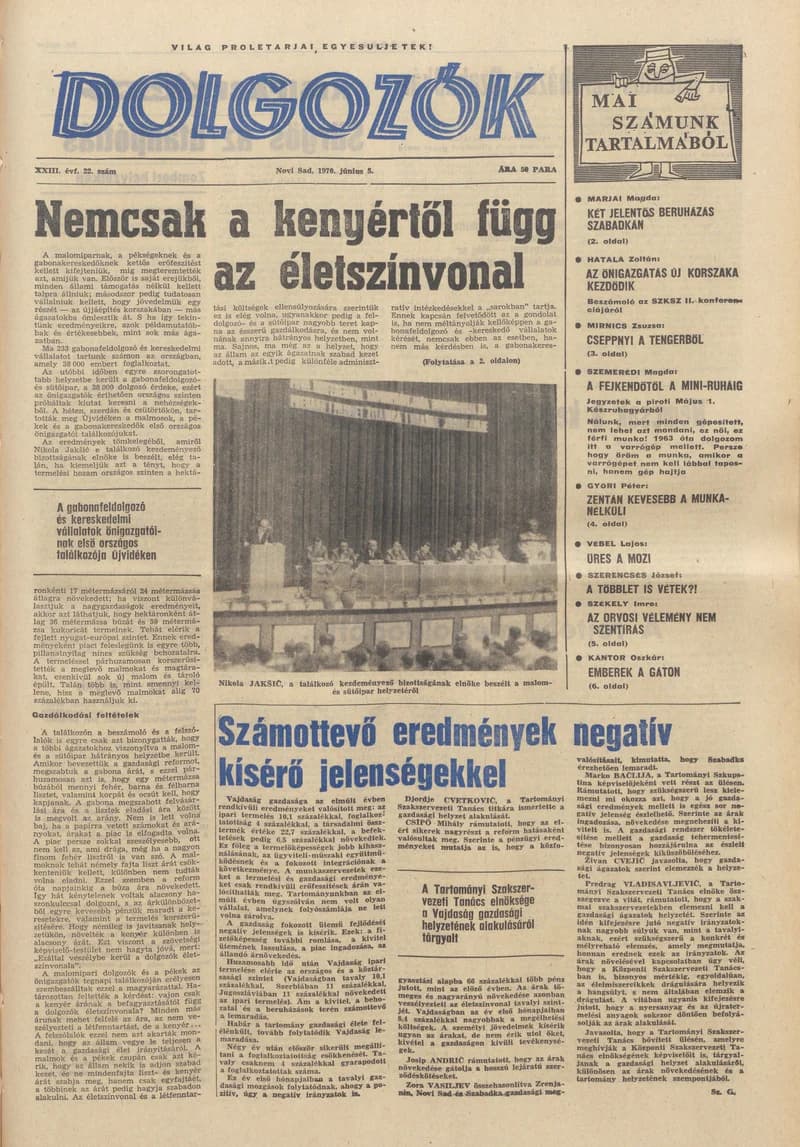 Dolgozók, 24. évf. 1970. június 5. 22. sz.